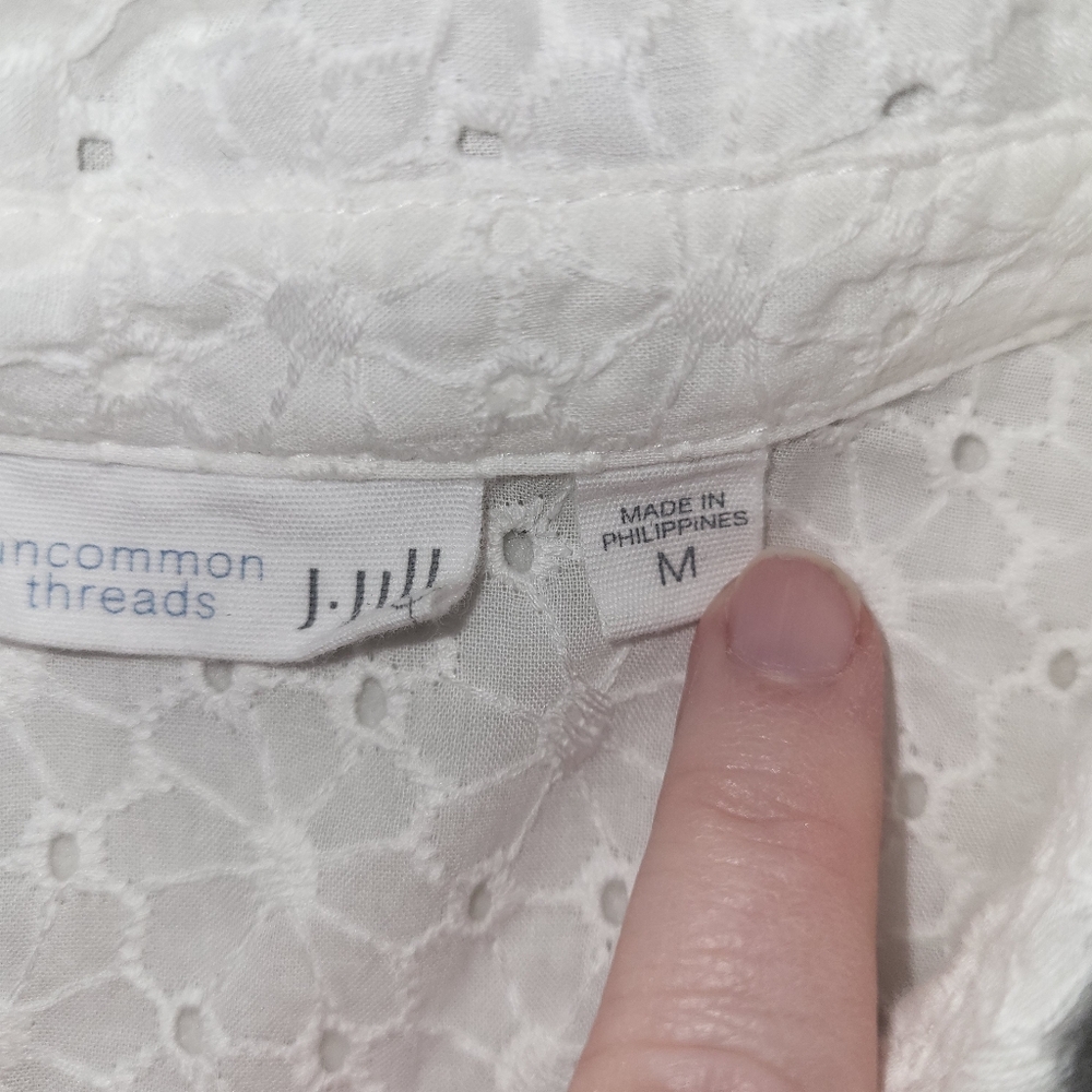Uncommon Threads X J Jill Eyelet Shirt Women's Size Medium White - Picture 5 of 10